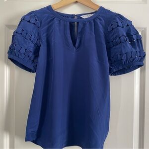 Trina Turk Royal Blue Puff Sleeve Blouse 🚨🚨stain on back